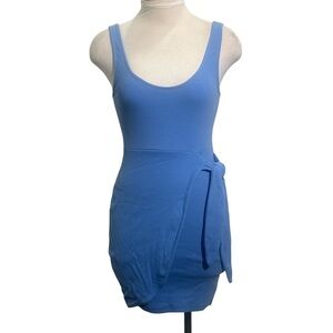 Zara Ribbed Scoop-Neck Dress in Dusty Periwinkle